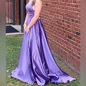 Purple prom dress.